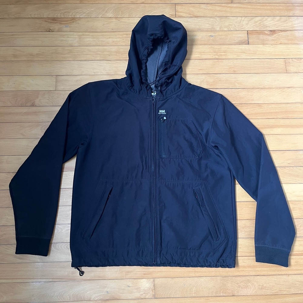 Helly Hansen Mens Black Softshell Fleece Lined Full Zip Hooded Jacket Size L